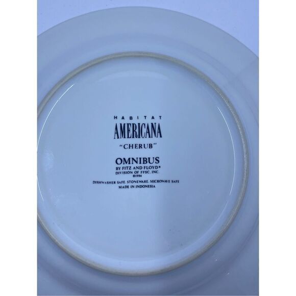 Cherub Omnibus Habitat Americana Angel 3 Salad Plates Stoneware Fitz & Floyd - Picture 5 of 5